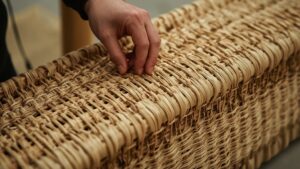 Rieten uitvaartmand gemaakt van wilgentenen