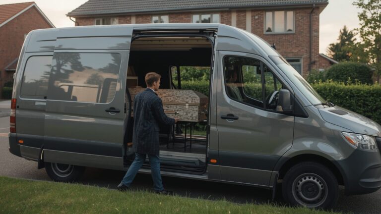 Een goedkope uitvaartkist wordt door onze professionele chauffeur bezorgd bij een particulier