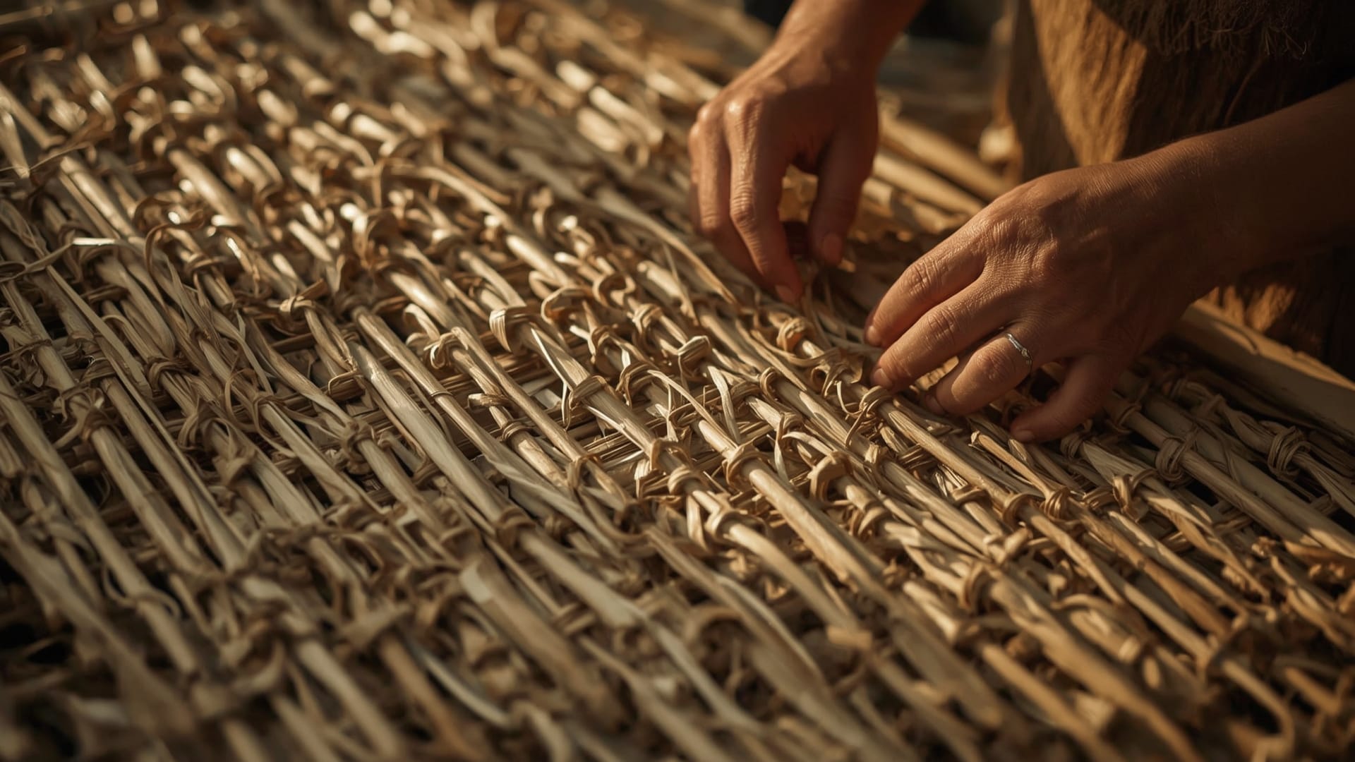 Wilgentenen worden verwerkt in een rieten uitvaartmand